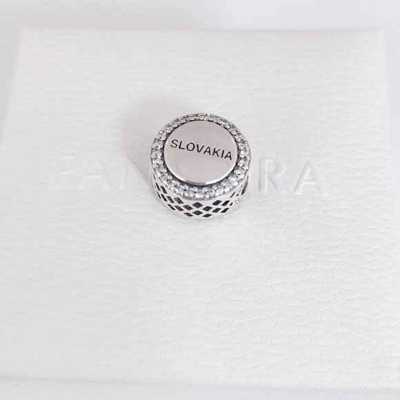 Pandora Slovakia Flag Silver Charm Bead with box - Picture 2 of 7